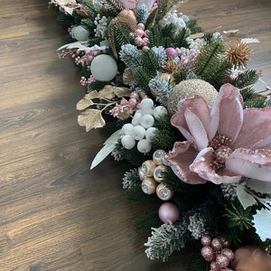 Pink Christmas garland, Mantle Decoration, Luxury fireplace garland, Christmas mantle piece, pink christmas tree, holiday garland.