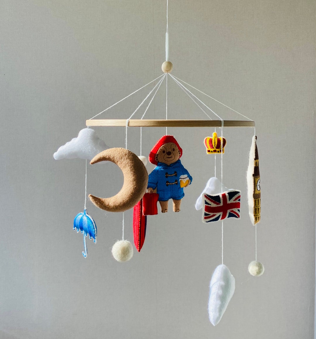 Paddington Bear Mobile for Newborn Nursery, Crib Nursery Decor