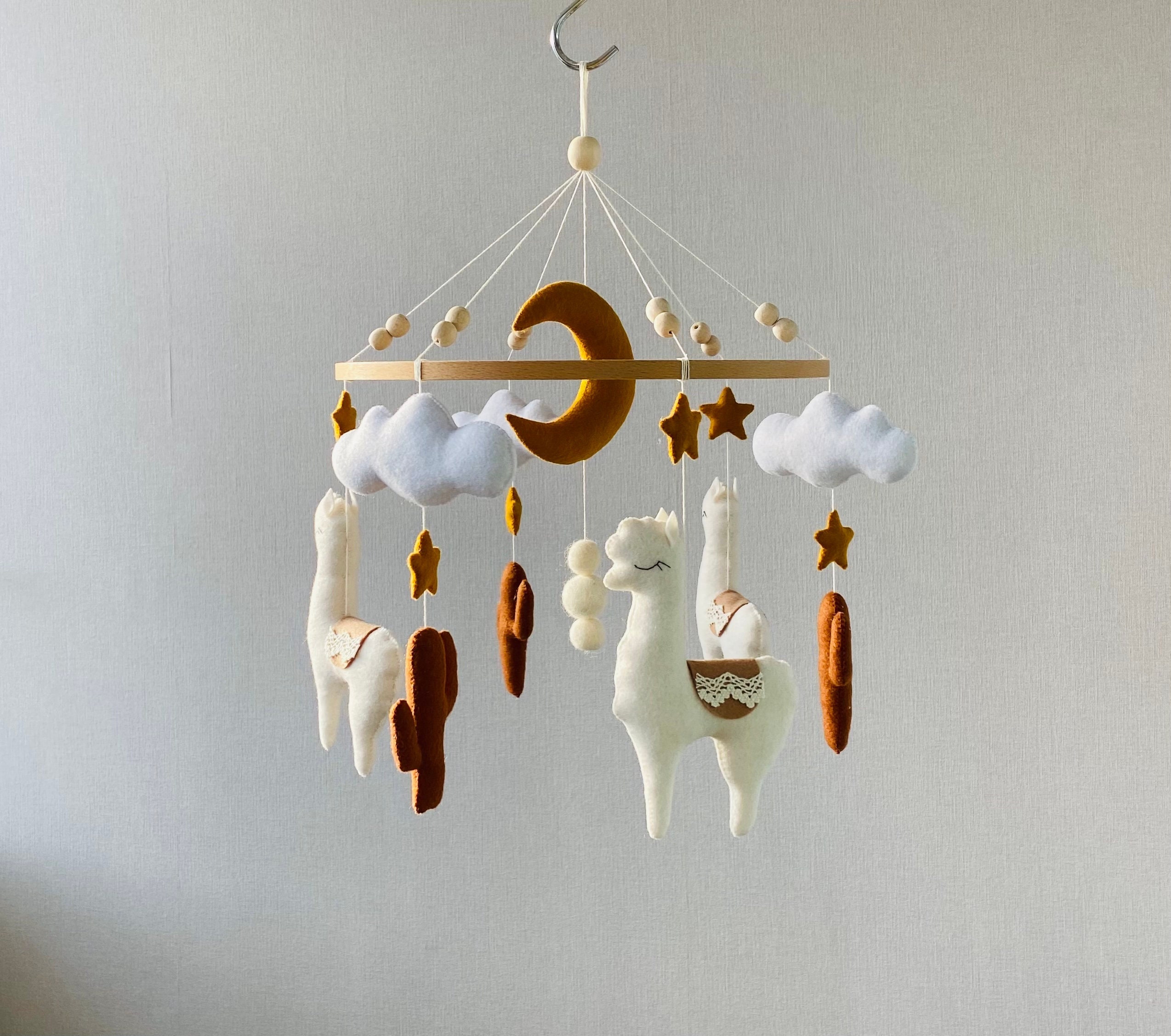 Boho llama mobile, nursery alpaca mobile, baby mobile girl and boy, crib felt mobile, boho nursery, scandinavian mobile, baby shower gift