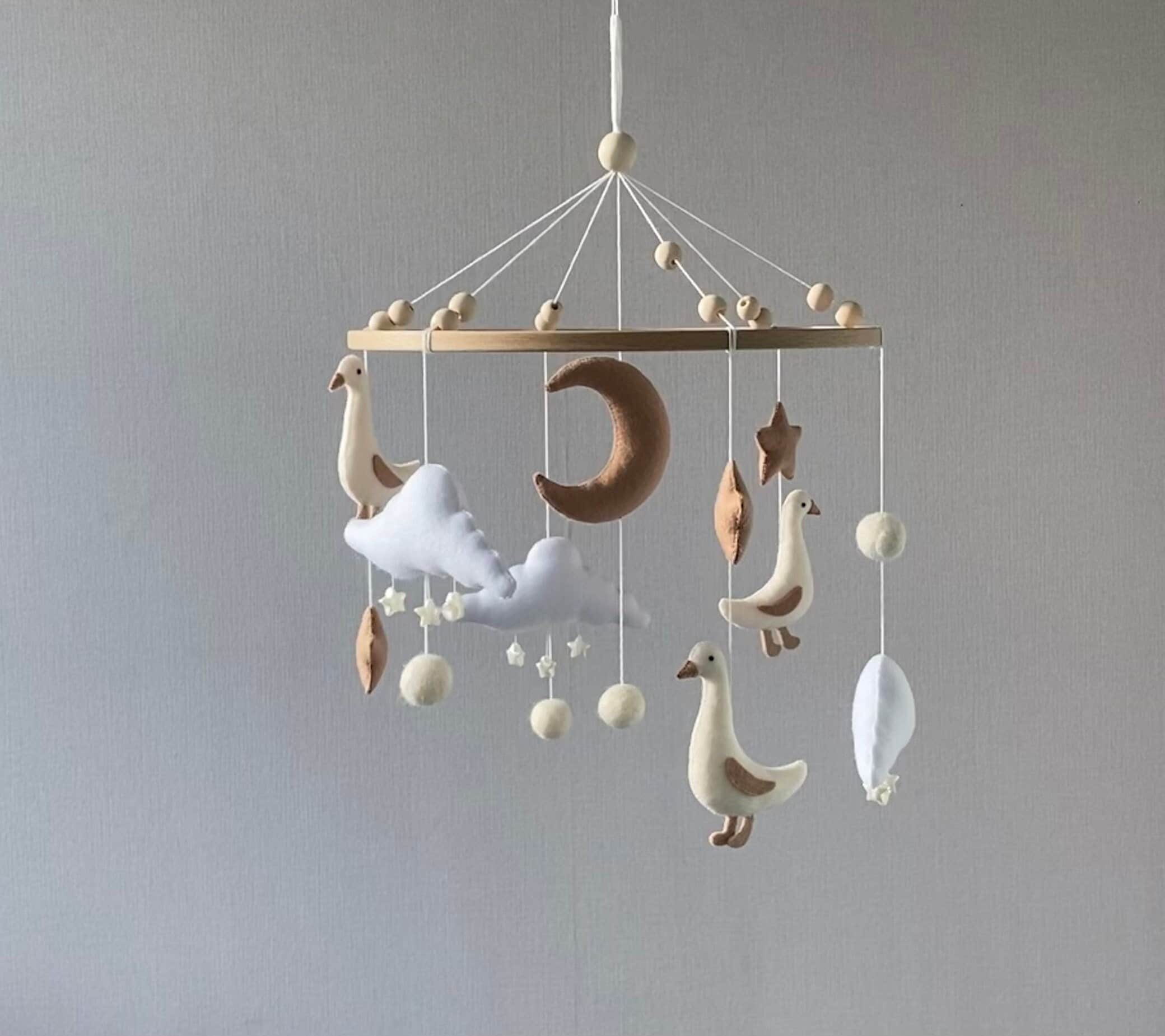 Baby Geese Mobile for Nursery, Neutral Mobile, Realistic Felt Toy for ...
