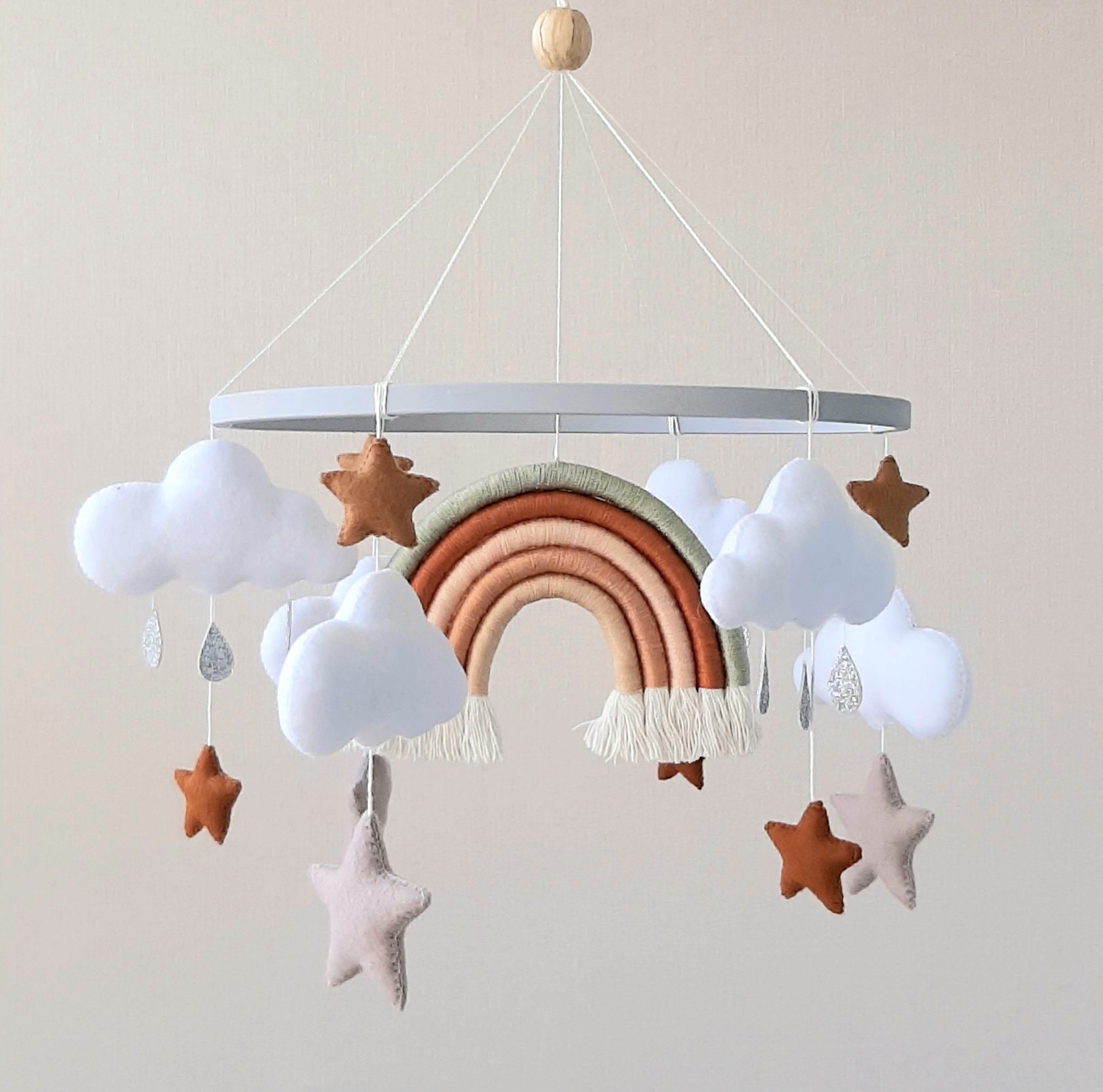 Rainbow Baby Mobile Baby Bed Decoration Boho Mobile Baby Etsy