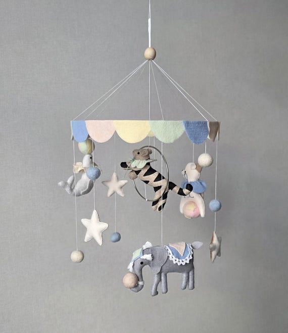 Vintage circus boy mobile, carousel mobile for newborn, custom circus mobile, hanging nursery decor, baby shower present, new mom gift.