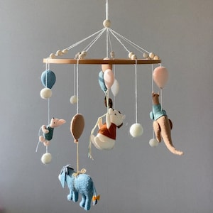 Vintage Winnie the Pooh and his friends, Baby mobile boy, cot girl mobile, Winnie the Pooh Nursery, hanging teddy bear mobile, baby shower.