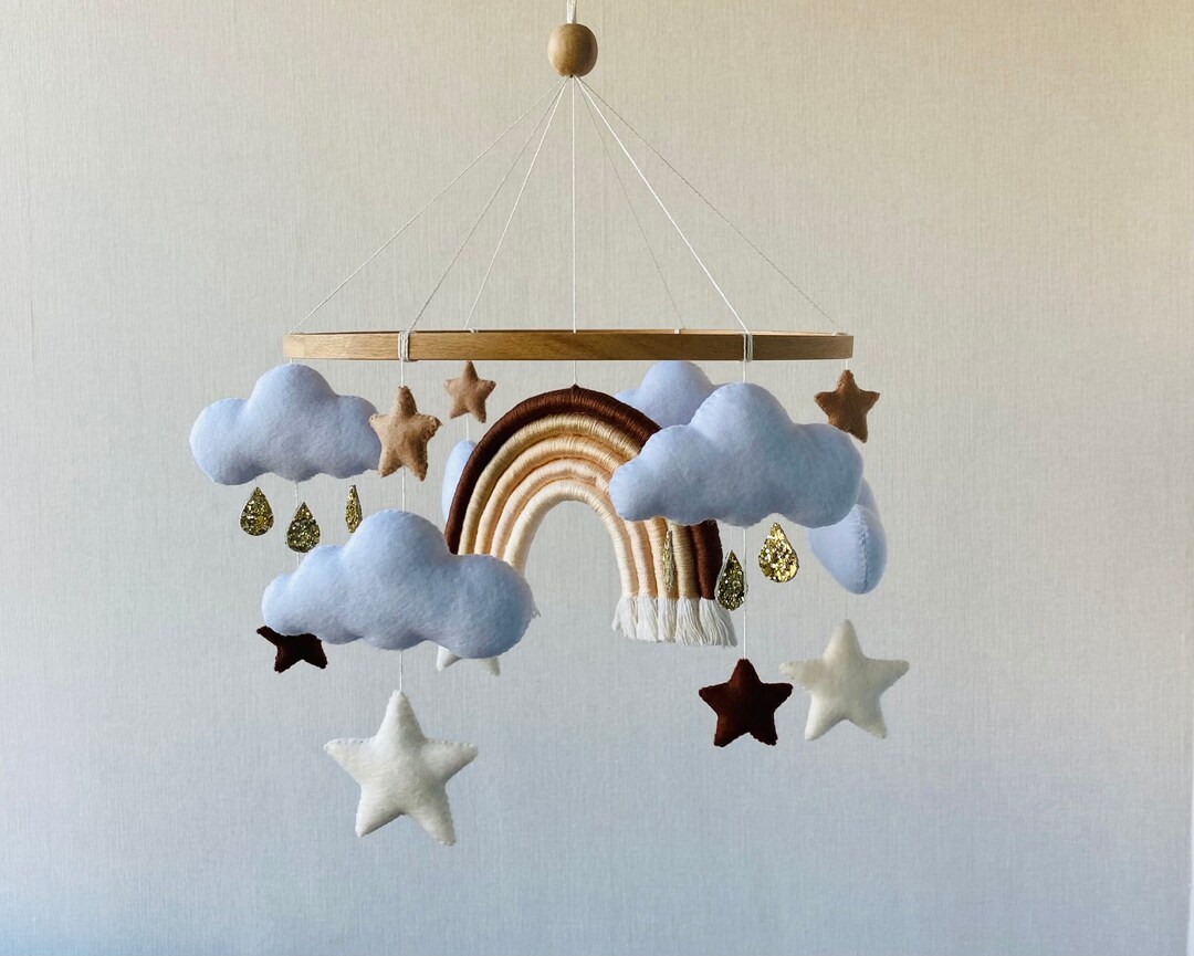 Rainbow Baby Mobile Baby Bed Decoration Boho Mobile Baby Etsy