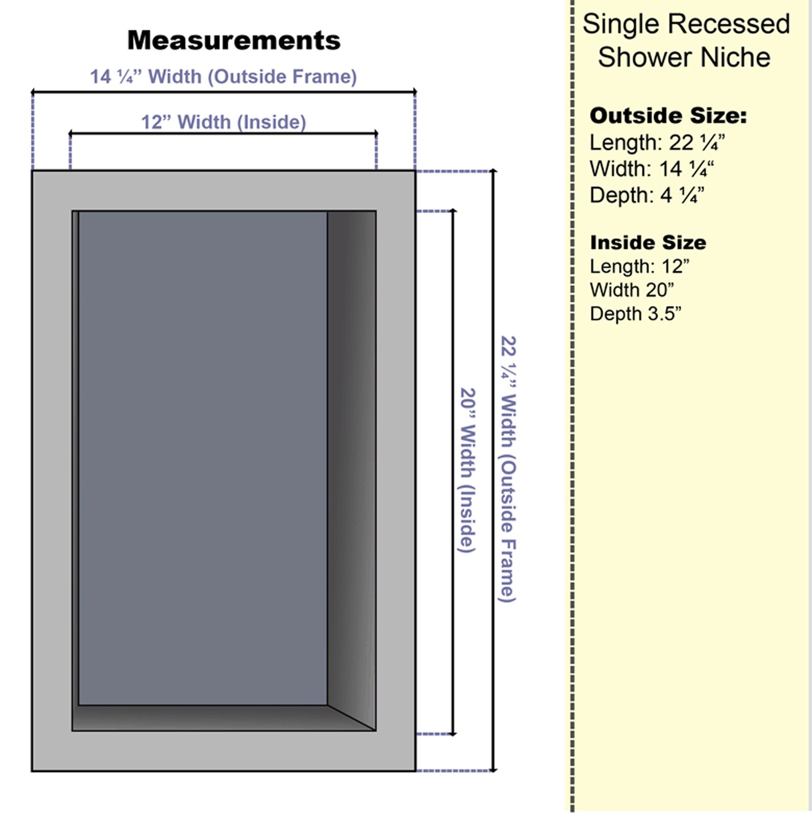Preformed Single Recessed Shower Niche size:14x22 Ready to - Etsy