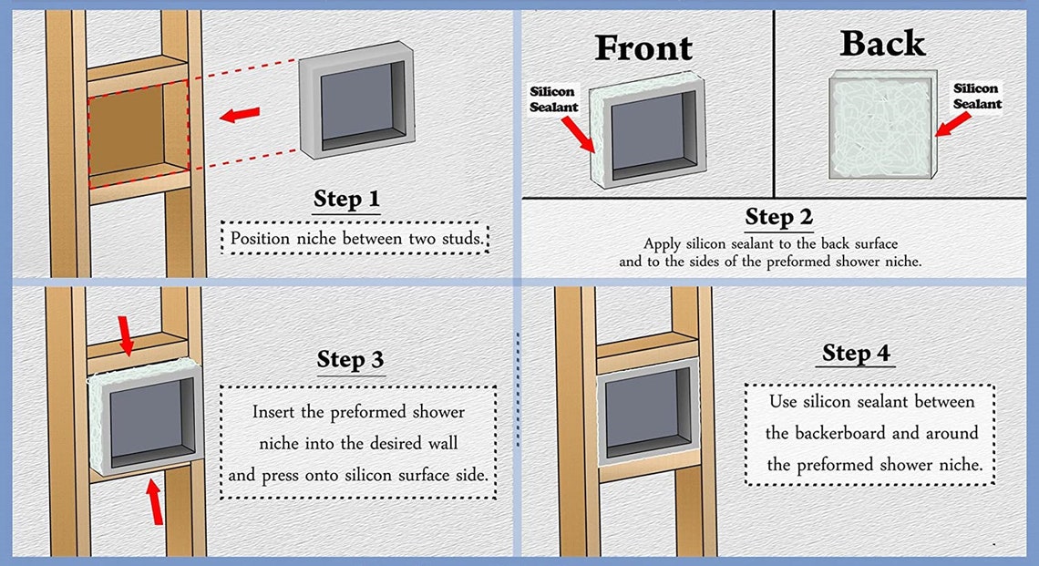 Preformed Double Recessed Shower Niche size14x22 Ready to Etsy UK