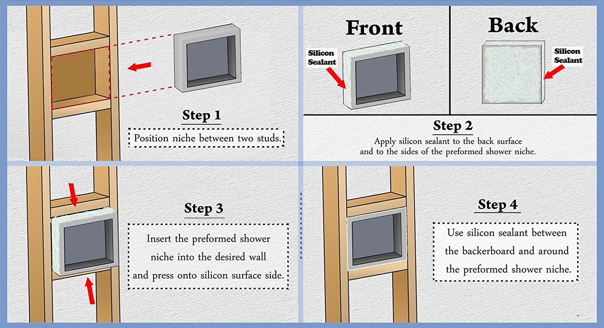 Preformed Single Recessed Shower Niche Size14x22 Ready to Etsy