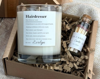 Personalised Hairdresser Candle Gift – Thank You Hair Stylist Present, Salon Decor Gift