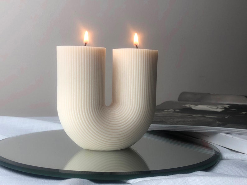 U Shaped Pillar Candle Ribbed Aesthetic Candle Arch Etsy