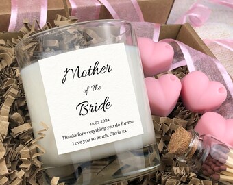 Mother of Bride Candle Gift Set, Personalised Wedding Favor