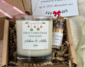 First Christmas Engaged Candle – Personalised Engagement Christmas Gift – Mr & Mrs To Be Keepsake
