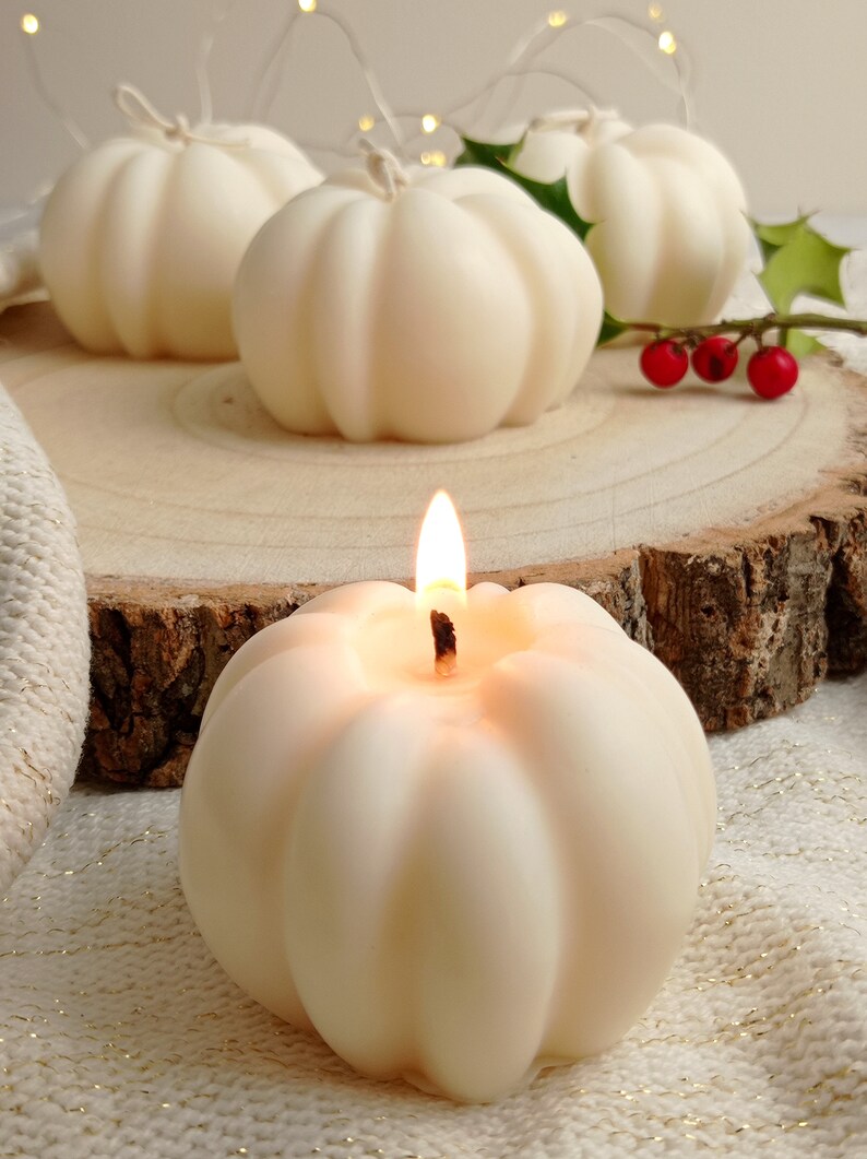 Pumpkin Candle, Autumn Home Decor, Fall Decoration Candle, Cottage Decor, Halloween Pumpkin, Xmas Decorative Gift, Thanksgiving Table Candle image 9