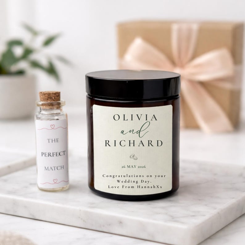 Personalised Wedding Gift Candle – Bride and Groom Keepsake for Couple bild 5