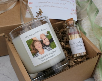 Personalised Photo Scented Candle Gift: Friendship Memory Candle For Her
