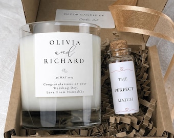 Personalised Wedding Soy Candle Gift Set – Mr & Mrs, Couple Engagement or Anniversary Present