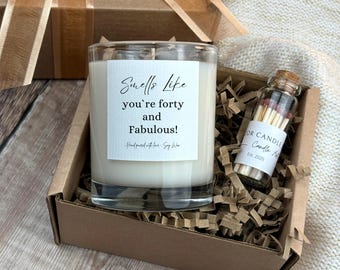 Forty and Fabulous Soy Wax Candle, 40th Birthday Gift Set