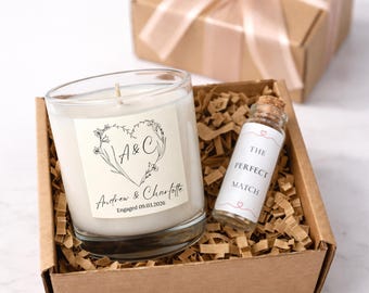 Engagement Candle Gift Set | Personalised Wedding or Anniversary Present UK