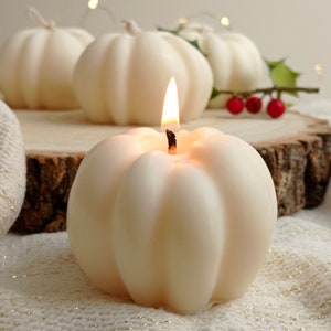 Pumpkin Candle, Autumn Home Decor, Fall Decoration Candle, Cottage Decor, Halloween Pumpkin, Xmas Decorative Gift, Thanksgiving Table Candle image 1