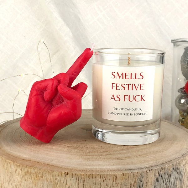 Funny Christmas Candle, Rude Xmas Decor, Smells Festive Fuck, Joke Secret Santa, Friendship Gift Her, Middle Finger, Holiday Gift For BFF