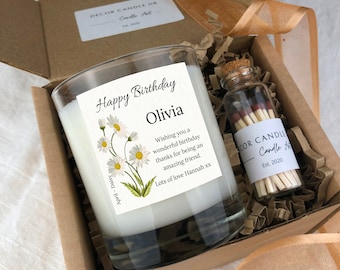 Personalised Birth Flower Gift Candle, Special Birthday Present For Her, Unique Birth Month Candle, Sister Mum Auntie Gift, Pamper Hamper