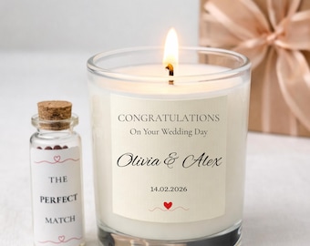 Personalised Wedding Candle Set, Custom Names Date Keepsake, Bride Groom Present (UK)
