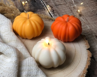 Pumpkin Candle Set, Autumn Harvest Candle, Fall Decorative Candle, Halloween Home Decor, Thanksgiving Decor Gift, Halloween Decoration