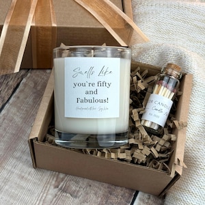 Fifty And Fabulous Candle, Funny 50th Birthday Gift for Her, Milestone Birthday Gift, Party Gift for Friend, Celebration Gift For Sister