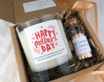 Personalised Mothers Day Candle, Gift For Mum, Candle Gift Set, Gift For Her, Message Candle For Mum, Mothers Day Hamper, Gift For Sister