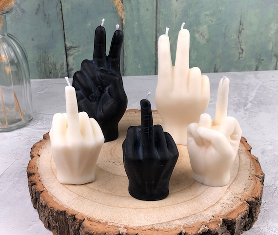 Middle Finger Candle, Funny Gift, Peace Sign Candle, Rude Candle for Decor,  Funny Christmas Gift, Fuck Hand Gesture, Joke Candle, Gift Him -   Denmark