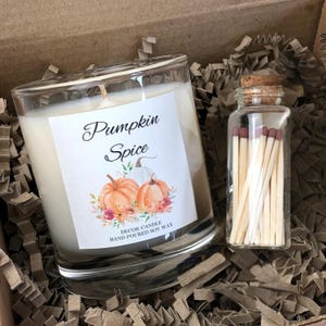 Pumpkin Spice Soy Candle Set: Autumn Home Decor, Cosy Scent Clear Jar &Match SET
