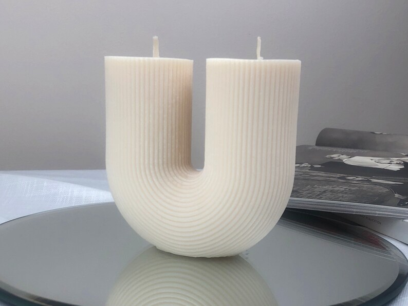 U Shaped Pillar Candle Ribbed Aesthetic Candle Arch Etsy