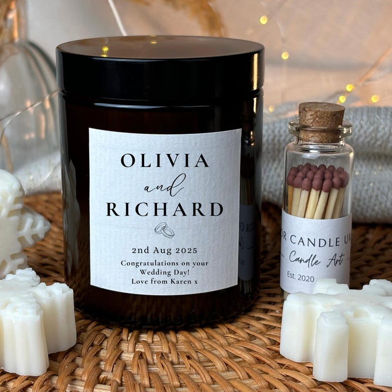 Personalised Wedding Gift Candle – Bride and Groom Keepsake for Couple bild 11