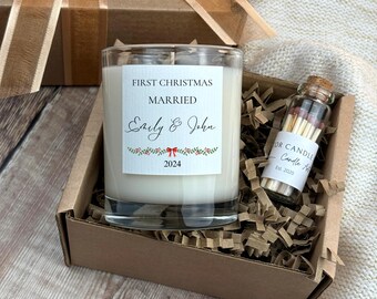 Personalised First Christmas Married Candle Gift Box: Newlywed Keepsake