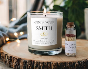Bougie de mariage personnalisée : cadeau de fiançailles en cire de soja, souvenir de Mr et Mme