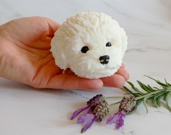 Bichon Candle, Puppy Candle, Cute Poodle Candle, Dog Sculpture Candle, Teddy Pet Candle, Doggie Decorative Candle, Kids Room Candle