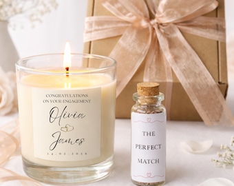 Personalised Engagement Candle Gift – Engagement Present for Couple, Bride and Groom Keepsake