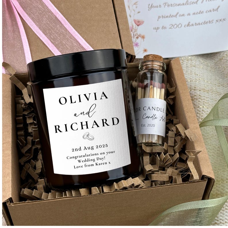 Personalised Wedding Gift Candle – Bride and Groom Keepsake for Couple bild 10