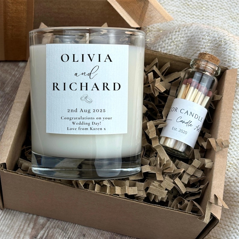 Personalised Wedding Gift Candle – Bride and Groom Keepsake for Couple bild 9