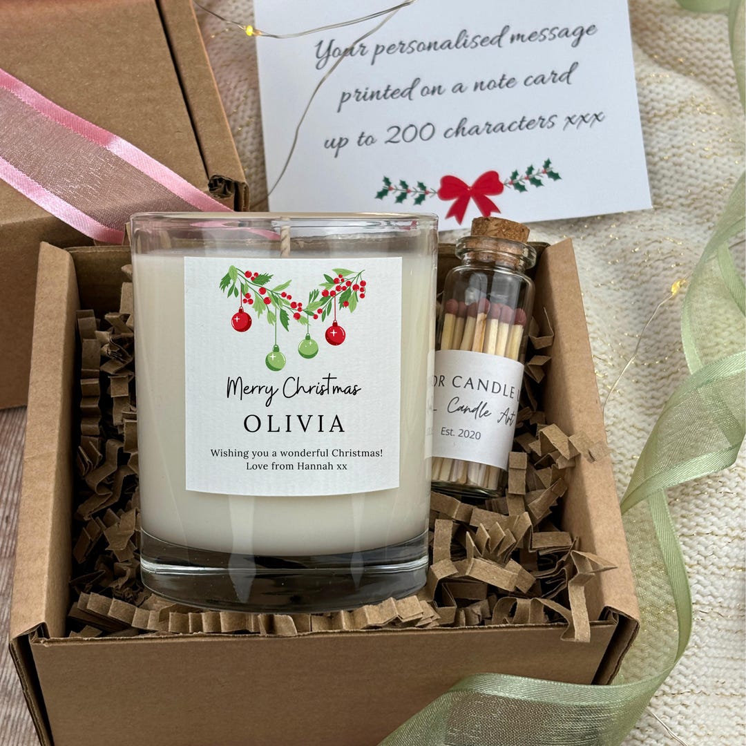 Personalized Christmas Candle Gift Set – Soy Wax, Matches - Etsy UK