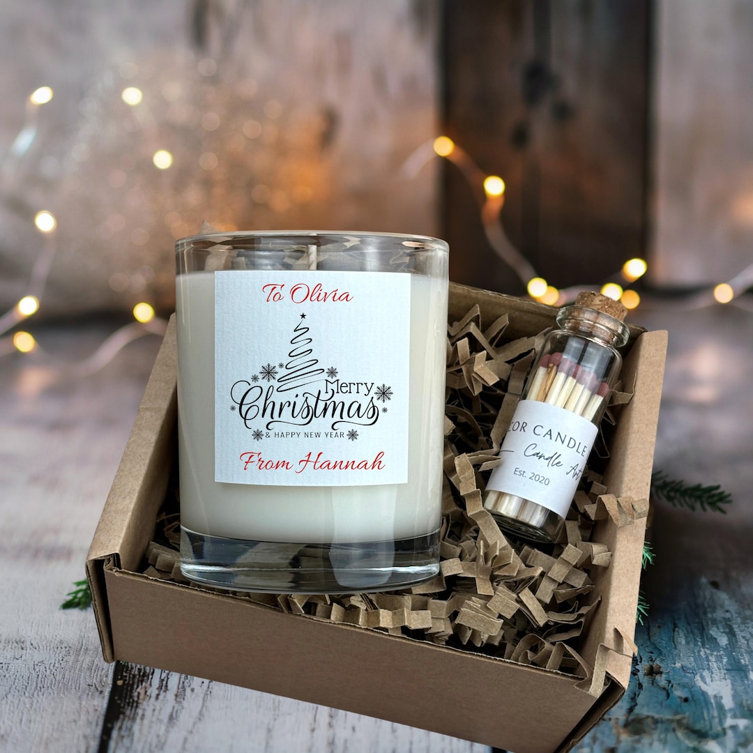 Personalised Christmas Candle Gift Set | Soy Wax, Matches - Etsy