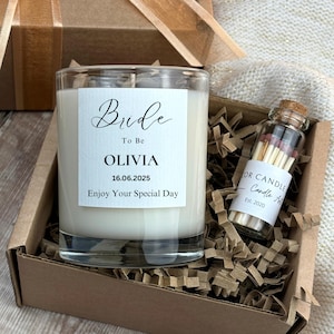 Personalised Bride To Be Candle Gift Set: Soy Wax Bridal Shower Keepsake