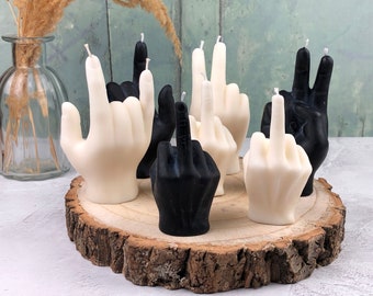 Middle Finger Candle, Funny Rude Candle, Rock Roll Gesture, Joke Candle, Peace Finger Candle, Birthday Gift, Secret Santa Gift, Quirky Decor