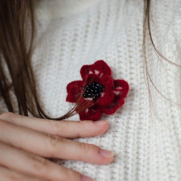 Spring brooch red flower