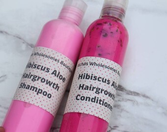 Hibiscus Aloe honey hair growth shampoo and conditioner set, deep moisturizer,