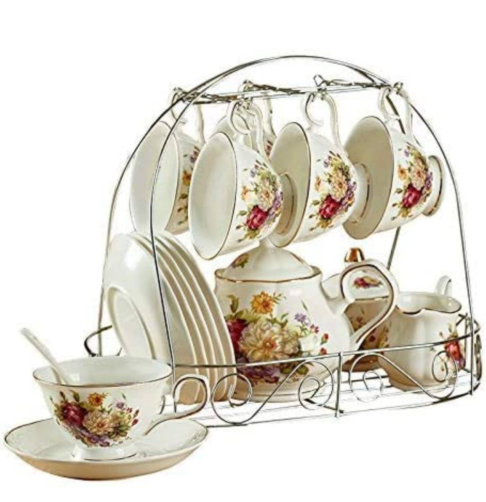 Tea Ware Tea Set 15 Piece European Ceramic Tea Setsbone Etsy