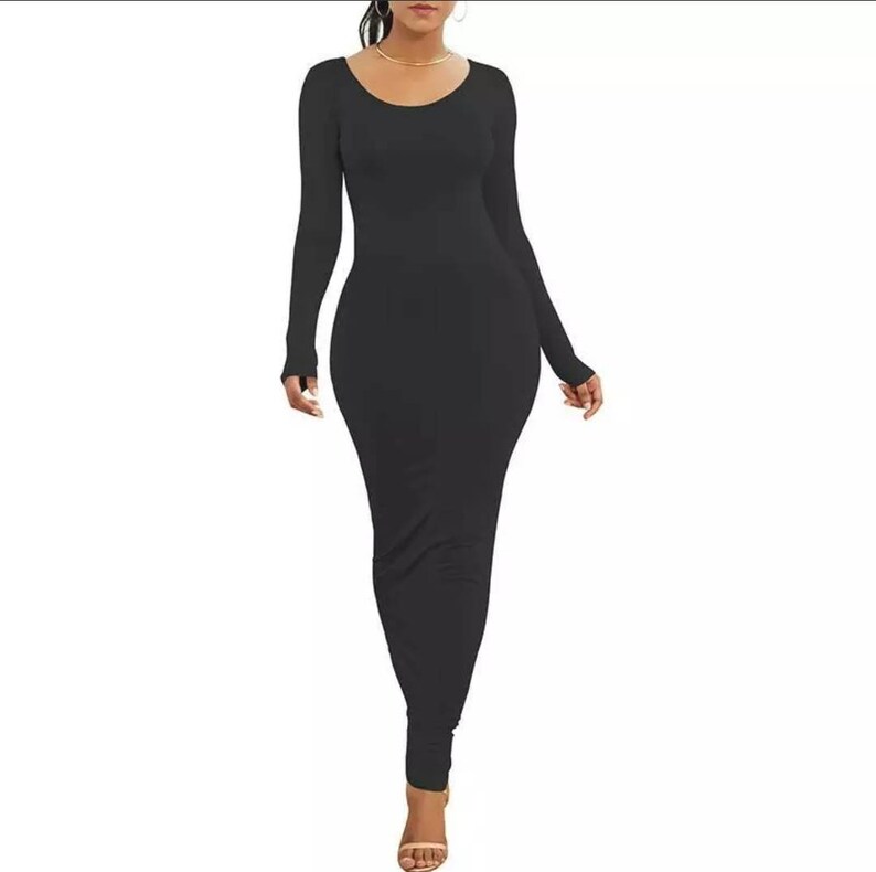 Women's Maxi Bodycon Dress Long Sleeve Bodycon Dress Etsy UK