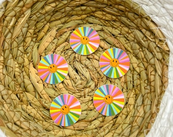 Mini paquete de pegatinas de caras sonrientes de colores - Acabado mate