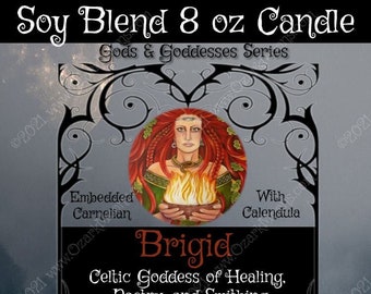 BRIGID (Brigit) 8oz Celtic Goddess of Healing, Poetry, and Blacksmithing Offering Candle - Ylang Ylang, Nutmeg, Musk - Witch, Wicca, Pagan