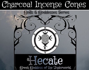 Hecate Hekate Greek Goddess of Witchcraft, the Underworld, Lunar Magic 1" Charcoal Incense Cones - Musky Amber Vetiver - Witch, Wicca, Pagan