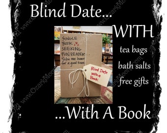 Blind Date With A Book Surprise Books with Hot Tea Bags, Sample of Bath Salts with Free Gifts - Your Choice of Genre